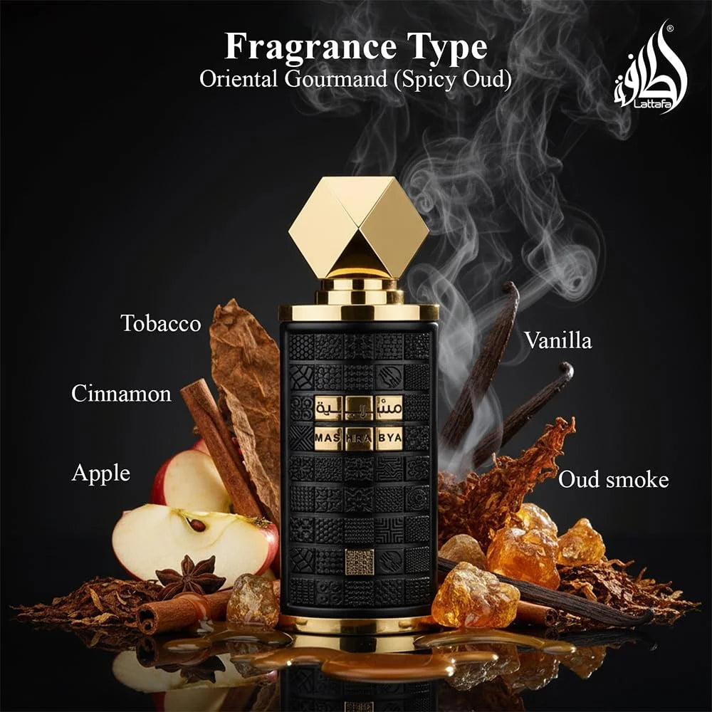 Lattafa Mashrabya for Unisex Eau de Parfum Spray, 3.4 Ounce / 100 ml