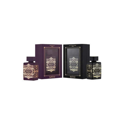 Lattafa Bade'e Al Oud 2-Piece Set for Unisex, (3.4 Oz Amethyst Eau De Parfum Spray + 3.4 Oz Oud for Glory Eau De Parfum Spray)