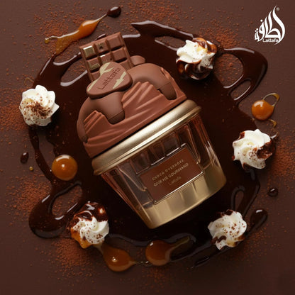 Lattafa Choco Overdose Eau de Parfum, Gourmand Collection, Dark Chocolate Fudge and Caramel Fragrance, 75ml Spray, Sweet and Elegant Give Me Gourmand Collection