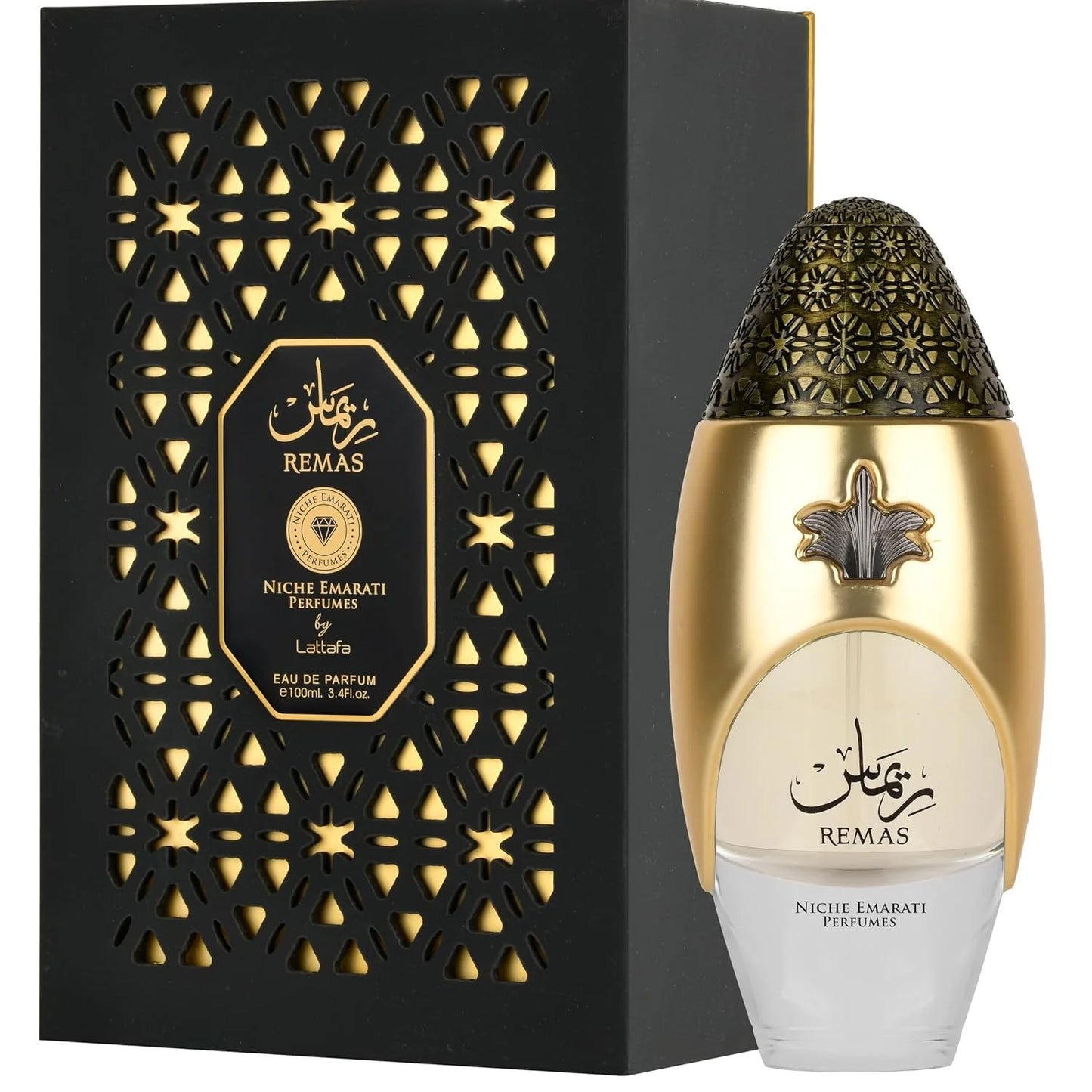Lattafa Niche Emarati Remas – Fruity, Floral, Woody, Amber – Eau de Parfum for Everyone, 3.4 Ounce / 100 ml