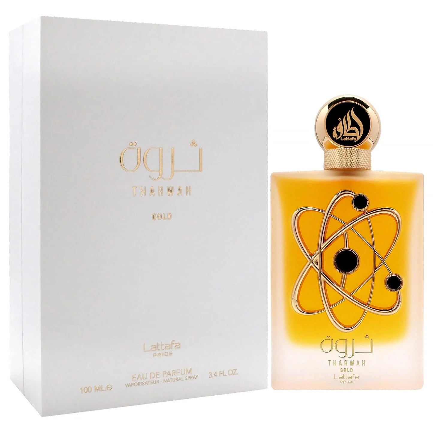 Lattafa Perfumes Tharwah Gold for Unisex Eau de Parfum Spray, 3.4 Ounce
