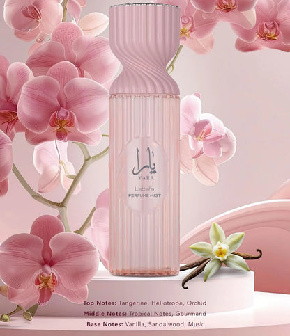Lattafa Body Mist Yara Eau De Parfum | Tangerine, Heliotrope, Orchid, Vanilla, Sandalwood | Long-Lasting Perfume Fragrance