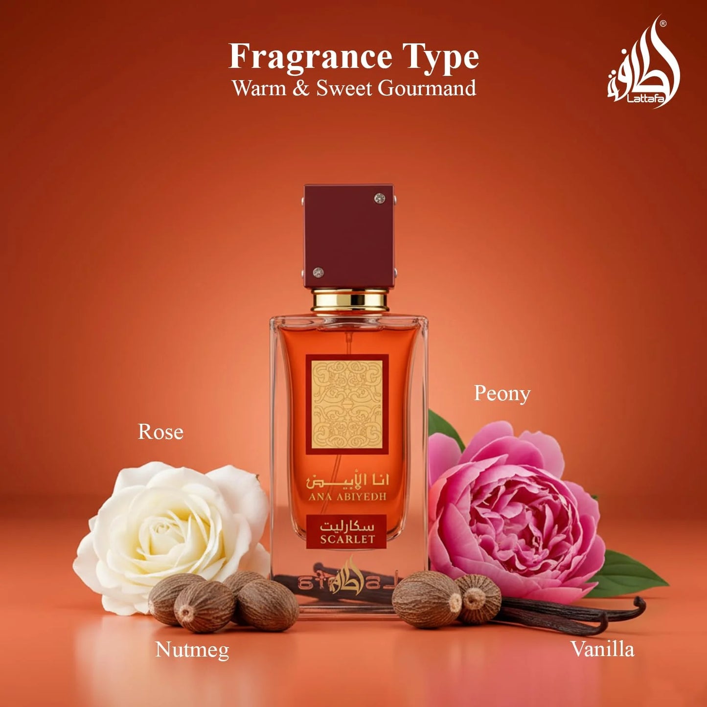 Lattafa Ana Abiyedh Scarlet – Fruity, Floral, Spicy, Sweet – Eau de Parfum Spray Long-Lasting Fragrance for Unisex, 2.0 Ounce / 60 ml