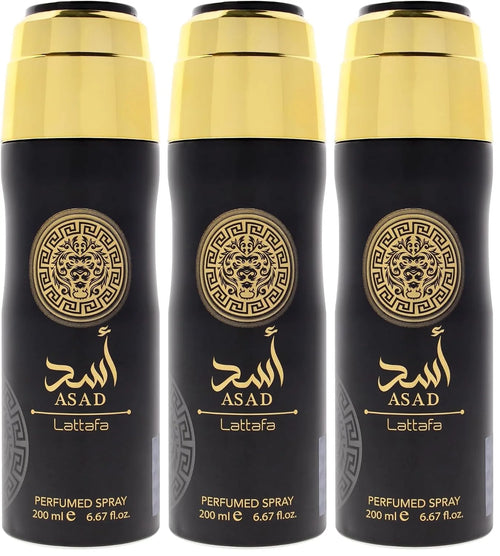 Lattafa Asad for Men - 6.67 oz Body Spray (Pack of 3)