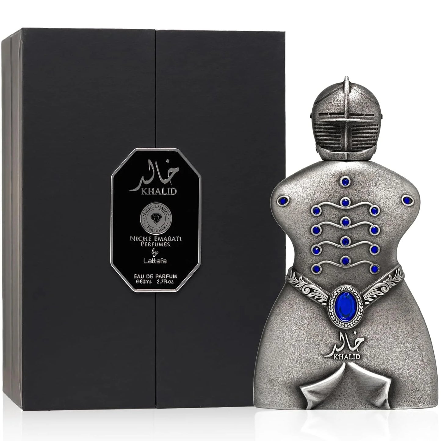 Lattafa Niche Emarati Khalid – Leathery, Smoky, Resinous, Woody – Eau de Parfum for Everyone, 2.7 Ounce / 80 ml