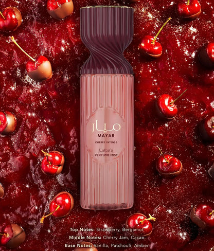 Lattafa Mayar Cherry Intense Perfume Mist 250ml – Sweet Gourmand Body Spray with Strawberry, Bergamot, Cherry Jam, Cacao, Vanilla, Patchouli & Amber Notes