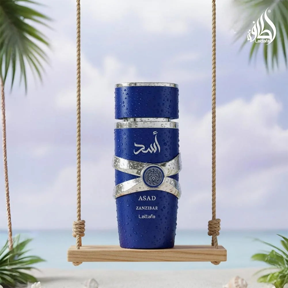 Lattafa Asad Zanzibar - Fresh, Spicy, Vanilla, Coconut - Eau de Parfum Long-Lasting Fragrance for Men, 3.40 Ounce / 100 ml