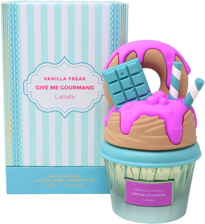 Lattafa Vanilla Freak Eau de Parfum, Give me Gourmand Collection, Unisex, Spray Form, 75ml, Vanilla Caramel Scent, Woody Notes, Long-lasting
