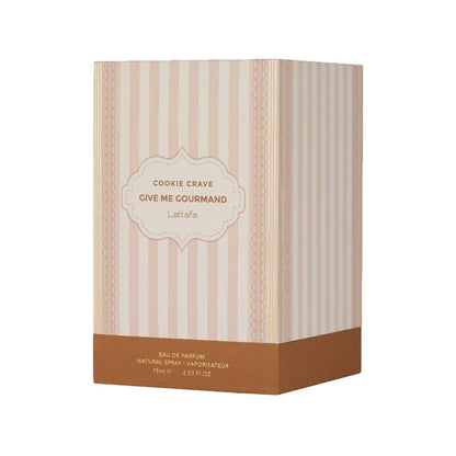 Lattafa Cookie Crave Eau de Parfum, Give me Gourmand Collection, 75ml Spray, Sweet Vanilla Cookie Scent, Cocoa Butter and Sugar Notes
