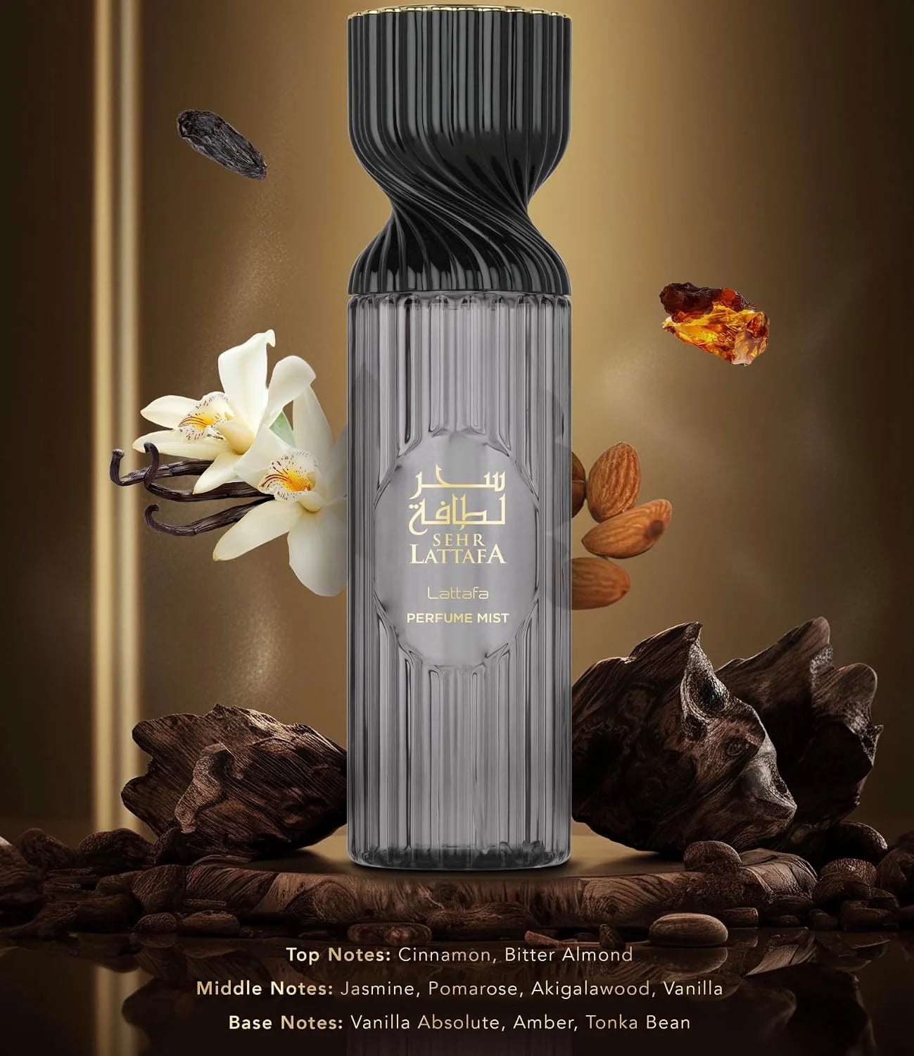 Lattafa Sehr Perfume Mist 250ml – Warm Spicy Body Spray with Cinnamon, Bitter Almond, Jasmine, Akigalawood, Vanilla Absolute & Amber Notes