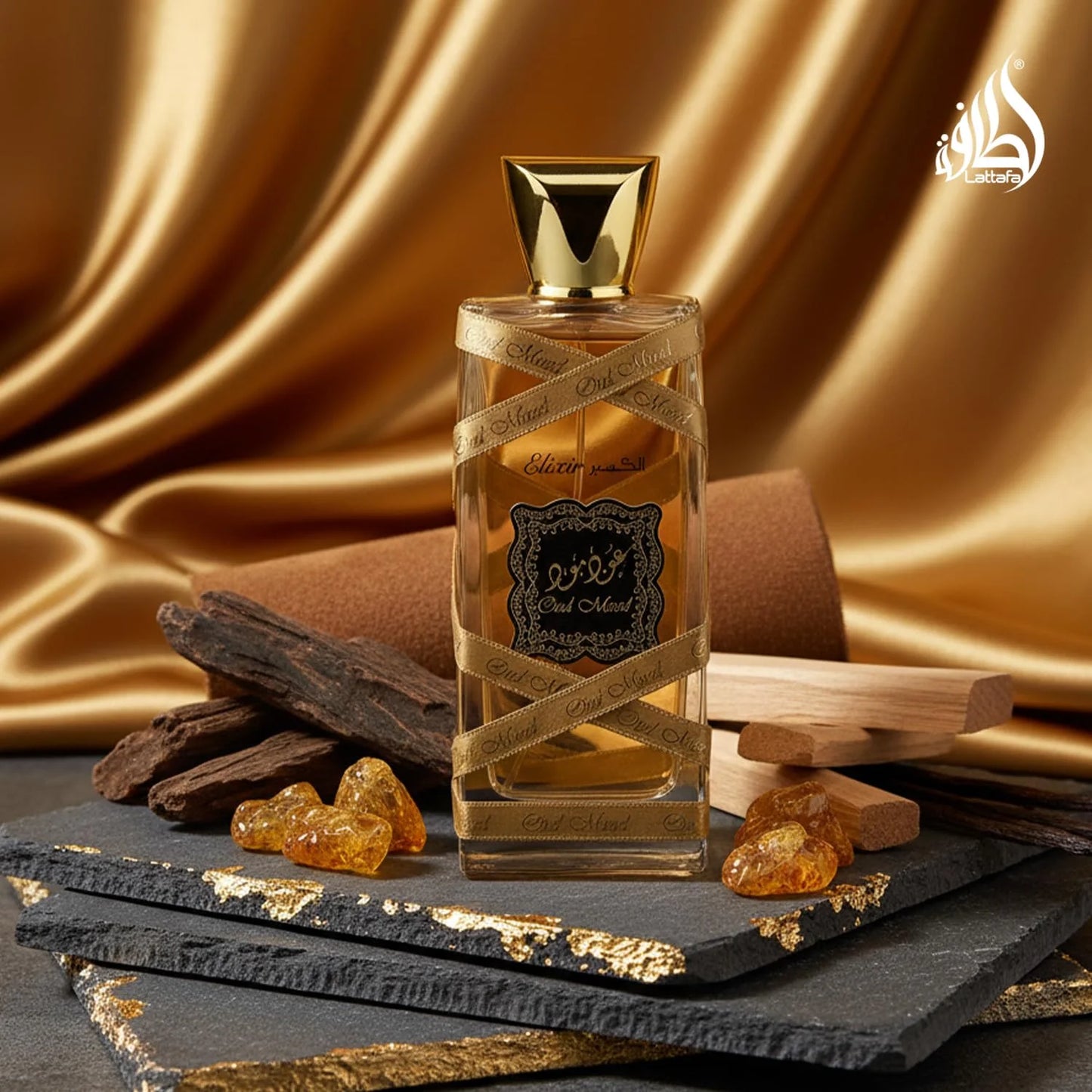 Lattafa Oud Mood Elixir for Unisex Eau de Parfum Spray, 3.4 Ounce / 100 ml