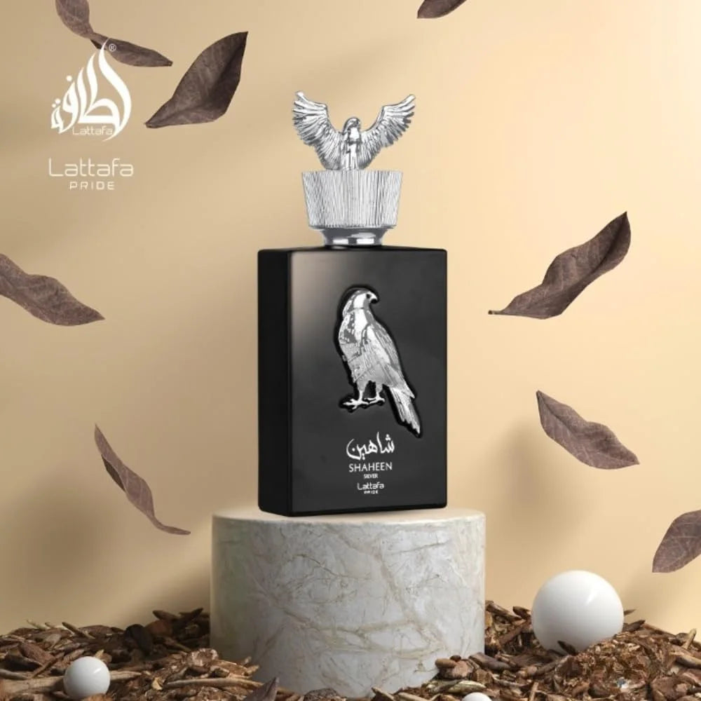 Lattafa Pride Shaheen Silver – Fresh, Fruity, Chypre, Amber – Eau de Parfum Long-Lasting Fragrance for Unisex, 3.4 Ounce / 100 ml