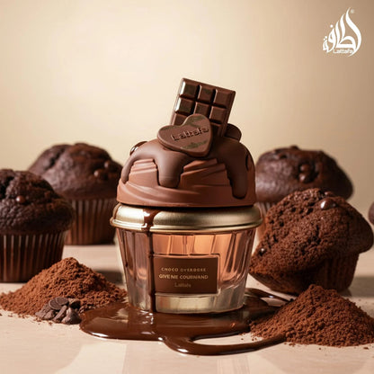 Lattafa Choco Overdose Eau de Parfum, Gourmand Collection, Dark Chocolate Fudge and Caramel Fragrance, 75ml Spray, Sweet and Elegant Give Me Gourmand Collection