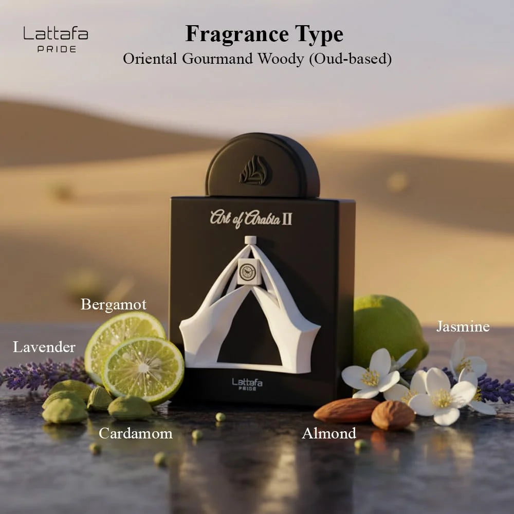 Lattafa Pride Art Of Arabia II Eau de Parfum Spray for Unisex, 3.4 Ounce