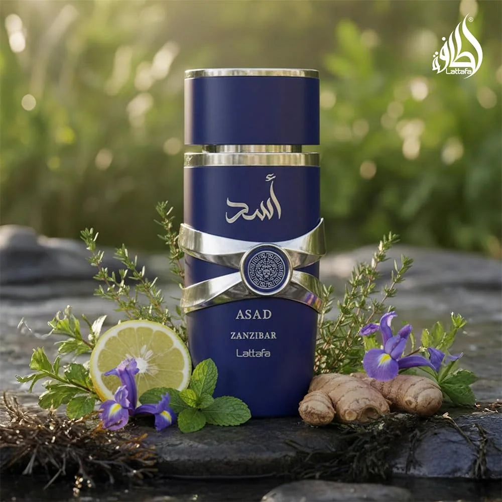 Lattafa Asad Zanzibar - Fresh, Spicy, Vanilla, Coconut - Eau de Parfum Long-Lasting Fragrance for Men, 3.40 Ounce / 100 ml