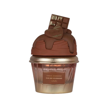 Lattafa Choco Overdose Eau de Parfum, Gourmand Collection, Dark Chocolate Fudge and Caramel Fragrance, 75ml Spray, Sweet and Elegant Give Me Gourmand Collection