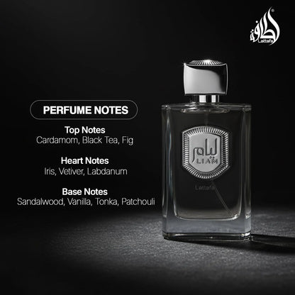 Lattafa Liam Grey Eau de Parfum Spray for Unisex, 3.4 Ounce