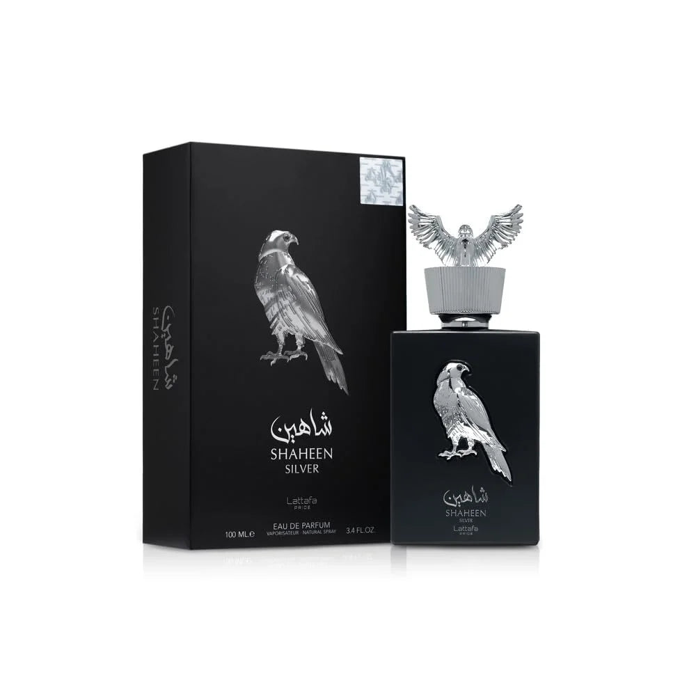 Lattafa Pride Shaheen Silver – Fresh, Fruity, Chypre, Amber – Eau de Parfum Long-Lasting Fragrance for Unisex, 3.4 Ounce / 100 ml