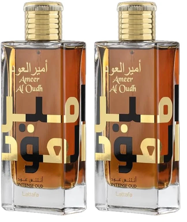 Lattafa Ameer Al Oud Intense Oud for Unisex Eau de Parfum Spray, 3.4 Ounce (Pack of 2)