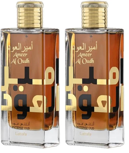Lattafa Ameer Al Oud Intense Oud for Unisex Eau de Parfum Spray, 3.4 Ounce (Pack of 2)