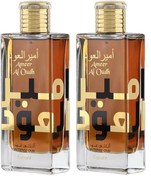 Lattafa Ameer Al Oud Intense Oud for Unisex Eau de Parfum Spray, 3.4 Ounce (Pack of 2)