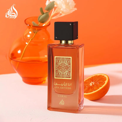 Lattafa Ana Abiyedh Coral for Unisex Eau de Parfum Spray, 2.0 Ounce / 60 ml