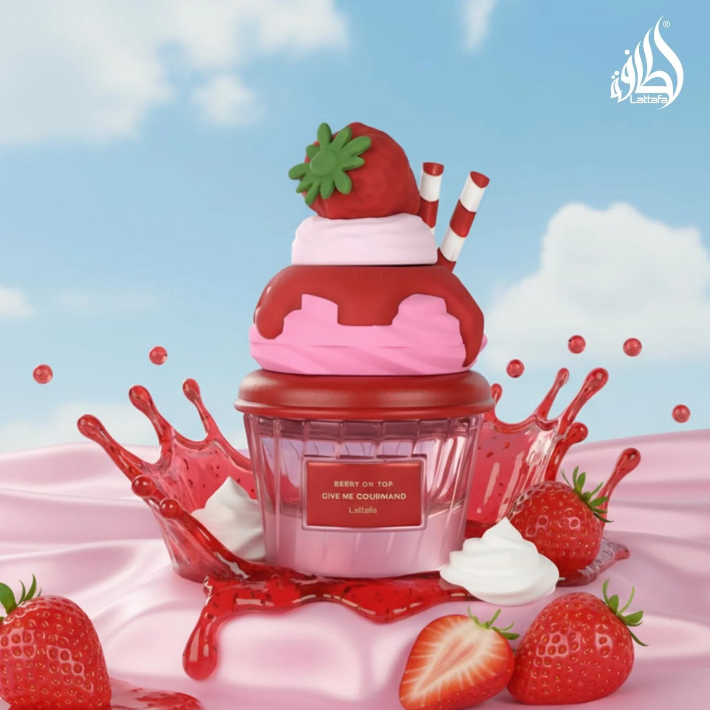 Lattafa Berry On Top Eau de Parfum, Give Me Gourmand Collection, Fruity Berry & Vanilla Cream Scent, Spray Form, 75ml