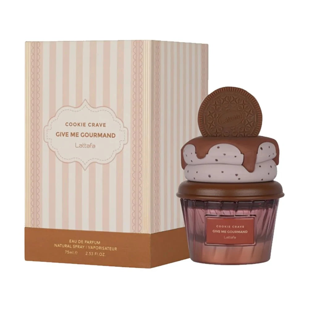 Lattafa Cookie Crave Eau de Parfum, Give me Gourmand Collection, 75ml Spray, Sweet Vanilla Cookie Scent, Cocoa Butter and Sugar Notes